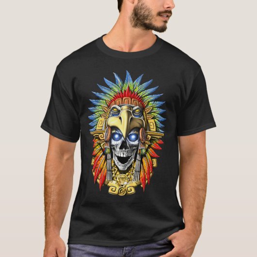 Aztekischer Adler-Schädel-Krieger T-Shirt (Vorderseite)