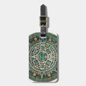 Aztekischer alter runder Disc-Mayakalender Gepäckanhänger (Vorderseite vertikal)
