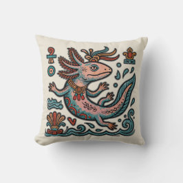 Aztekischer Axolotl Xolotl erodierter Stein tribal Kissen