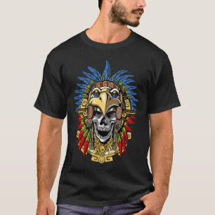 Aztekischer Eagle-Schädel-gebürtige indische T-Shirt