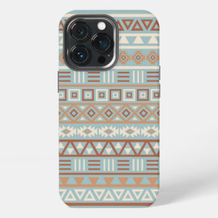 Aztekischer Einfluss Muster Blau Creme Terrakotta iPhone 13 Pro Hülle
