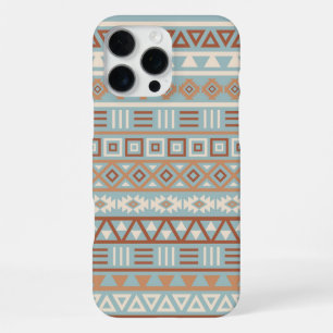 Aztekischer Einfluss Muster Blau Creme Terrakotta iPhone 16 Pro Max Hülle