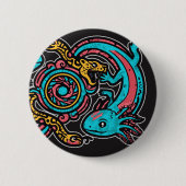 Aztekischer Gott Xolotl kämpft gegen Jaguar-Kampf- Button (Vorderseite)