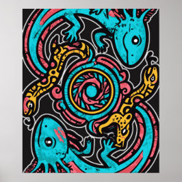 Aztekischer Gott Xolotl kämpft gegen Jaguar-Kampf- Poster