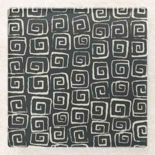 Aztekischer Hintergrund Vintages Retromuster Glasuntersetzer