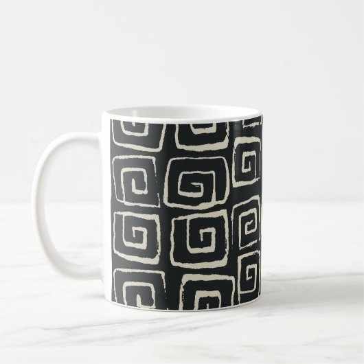 Aztekischer Hintergrund Vintages Retromuster Kaffeetasse (Links)