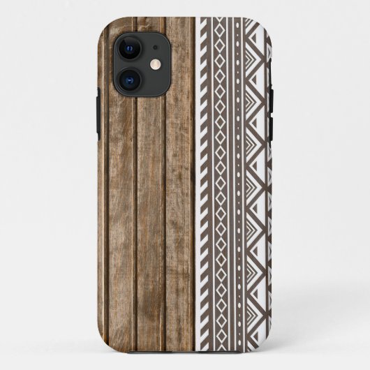Aztekischer hölzerner Plattendruck Case-Mate iPhone Hülle (Rückseite)