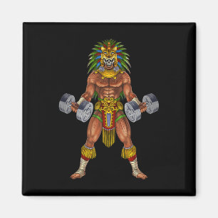 Aztekischer Jaguar-Krieger Bodybuilding Fitnessstu Magnet