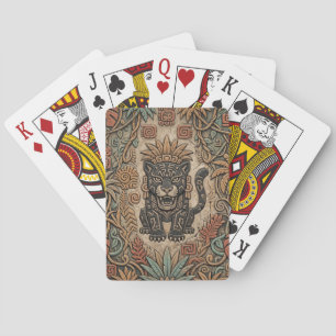 Aztekischer Jaguar-Krieger-Stammes-Jungle-Muster Spielkarten