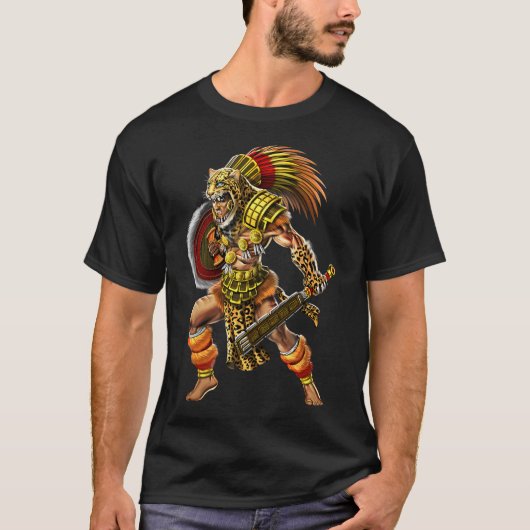 Aztekischer Jaguar-Krieger T-Shirt (Vorderseite)