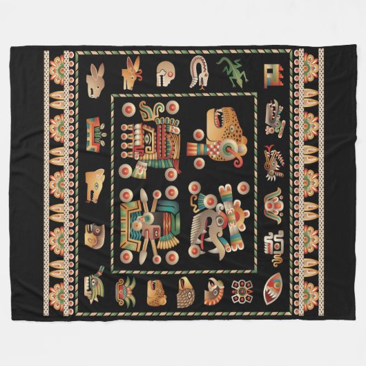 Aztekischer Kalender Fleecedecke (Vorderseite (Horizontal))