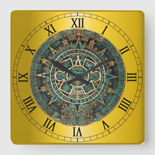 Aztekischer Kalender Quadratische Wanduhr (Vorderseite)