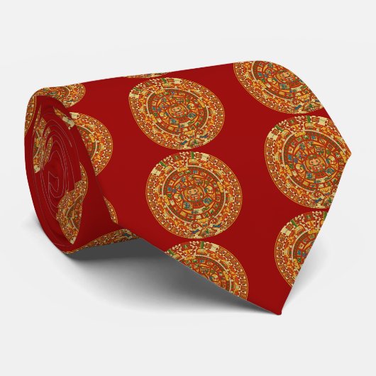 Aztekischer Kalender-Stein oder Sun-Stein von Krawatte (Gerollt)