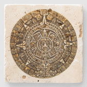 Aztekischer Kalender-Stein-Untersetzer Steinuntersetzer (Vorderseite)