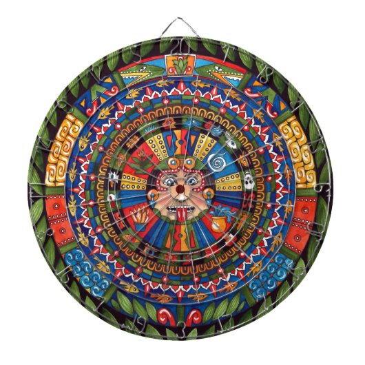 Aztekischer KalenderDartboard Dartscheibe (vorne)