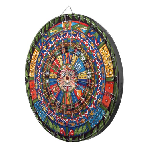 Aztekischer KalenderDartboard Dartscheibe (Vorderseite rechts)