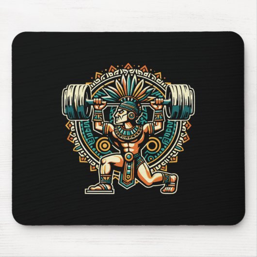 Aztekischer Krieger Fitnessstudio Gewichtheben Bod Mousepad (Vorne)