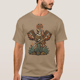 Aztekischer Kriegeradler mit Speer in Vintage-Farb T-Shirt