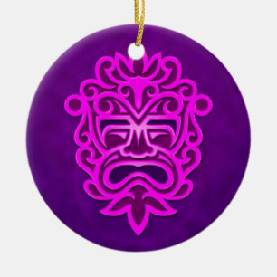 Aztekischer Masken-Entwurf - lila Keramik Ornament