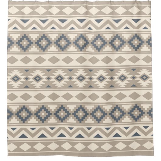 Aztekischer Wesentliches Ptn IIIb blauer Sahnesand Duschvorhang (Vorderseite)