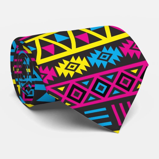 Aztekisches Art-Wiederholungs-Muster - CMY u. Krawatte (Gerollt)