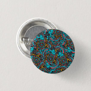 Aztekisches Axolotl Xolotl Stammesmuster Mythologi Button