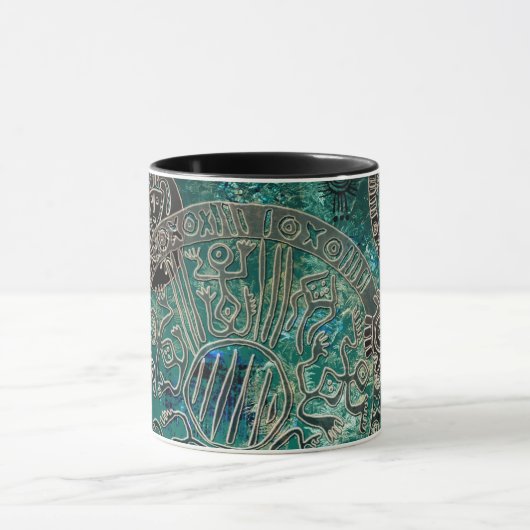Aztekisches Blues Schwarzes 11-Unze-kombinierte Tasse (Zentrum)
