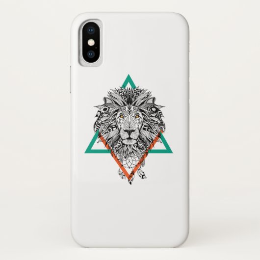 Aztekisches geometrisches Löwe-Porträt Case-Mate iPhone Hülle (Rückseite)