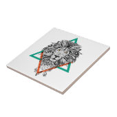 Aztekisches geometrisches Löwe-Porträt Fliese (Seite)