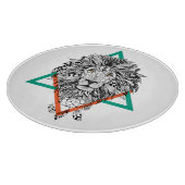 Aztekisches geometrisches Löwe-Porträt Schneidebrett (Ecke)