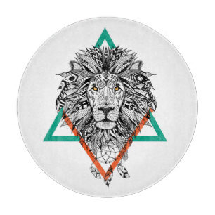 Aztekisches geometrisches Löwe-Porträt Schneidebrett