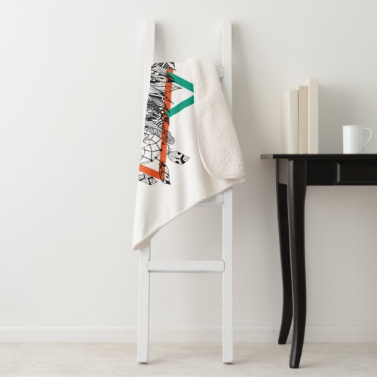 Aztekisches geometrisches Löwe-Porträt Sherpadecke (Beispiel)