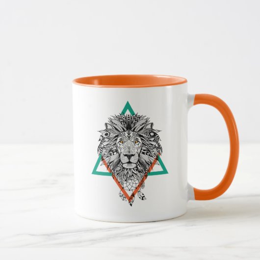 Aztekisches geometrisches Löwe-Porträt Tasse (Rechts)