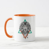 Aztekisches geometrisches Löwe-Porträt Tasse (Links)