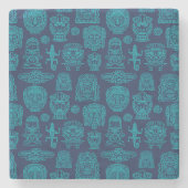 Aztekisches Inspiriertes Muster Steinuntersetzer (Vorderseite)