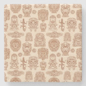 Aztekisches Inspiriertes Muster Steinuntersetzer (Vorderseite)