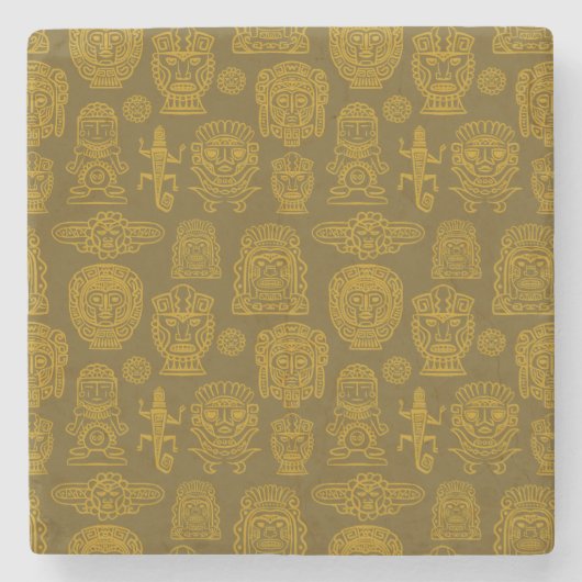 Aztekisches Inspiriertes Muster Steinuntersetzer (Vorderseite)