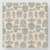 Aztekisches Inspiriertes Muster Steinuntersetzer (Vorderseite)