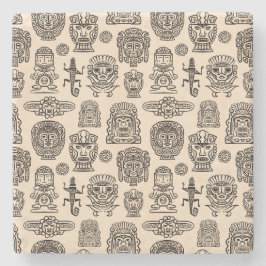 Aztekisches Inspiriertes Muster Steinuntersetzer