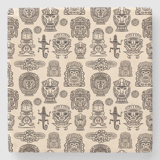 Aztekisches Inspiriertes Muster Steinuntersetzer (Vorderseite)