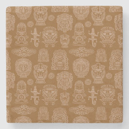 Aztekisches Inspiriertes Muster Steinuntersetzer