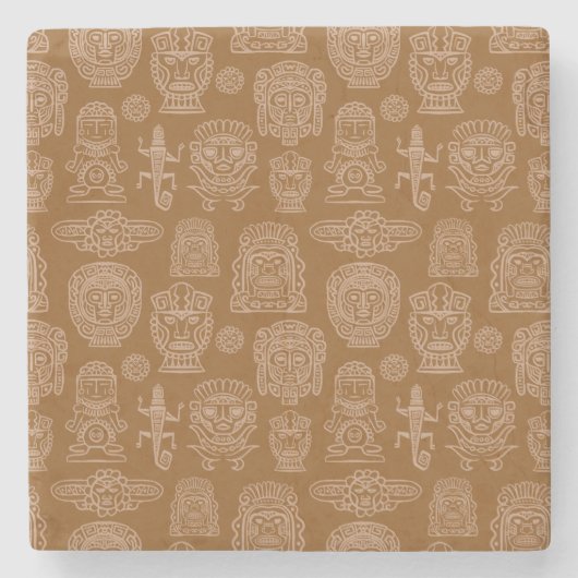 Aztekisches Inspiriertes Muster Steinuntersetzer (Vorderseite)