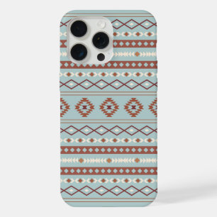 Aztekisches Mischmotiv-Muster Rost Creme Blau iPhone 15 Pro Max Hülle