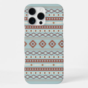 Aztekisches Mischmotiv-Muster Rost Creme Blau iPhone 16 Pro Max Hülle