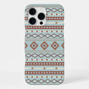 Aztekisches Mischmotiv-Muster Rost Creme Blau iPhone 16 Pro Max Hülle