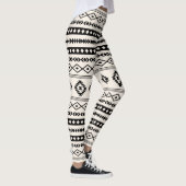 Aztekisches Schwarz-Creme-Mixed-Motive-Muster Leggings (Rechts)