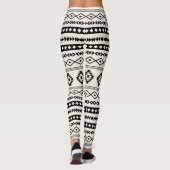 Aztekisches Schwarz-Creme-Mixed-Motive-Muster Leggings (Rückseite)