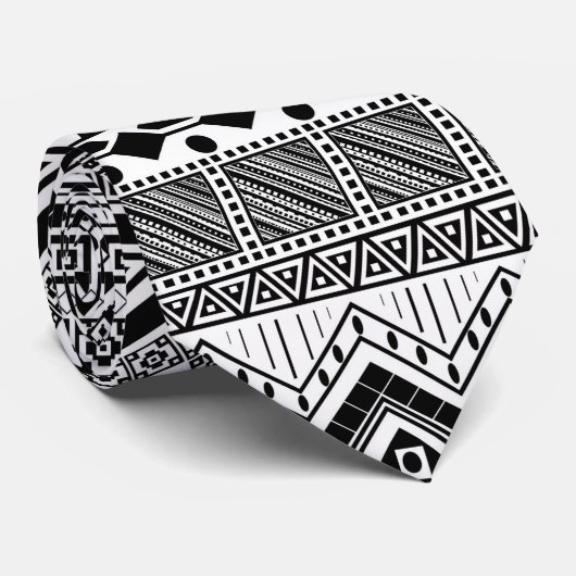 Aztekisches Schwarzweiss-Muster Krawatte (Gerollt)