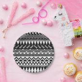 Aztekisches Schwarzweiss-Stammes- Pappteller (Party)