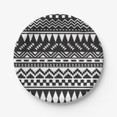 Aztekisches Schwarzweiss-Stammes- Pappteller (Vorderseite)